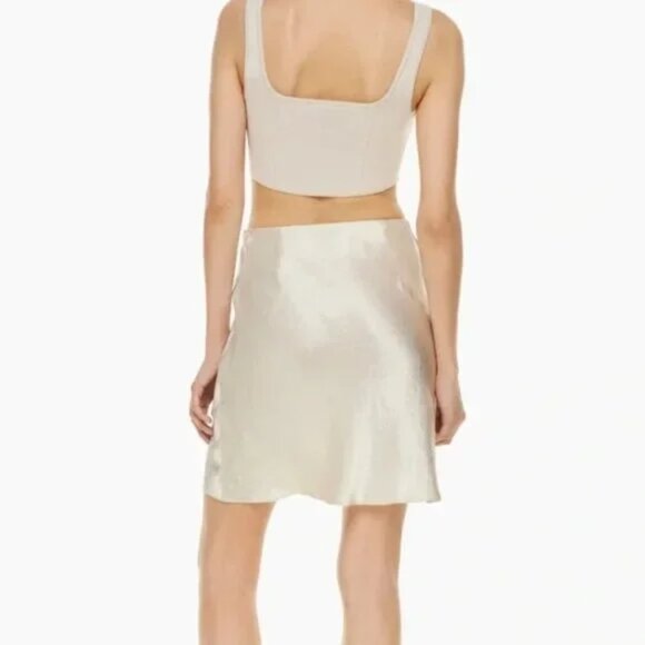 Aritzia Babaton Slip Mini Skirt Nude Champagne Size 10 - Picture 2 of 6